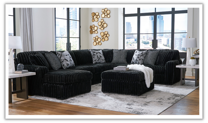 Modern Heritage Midnight-Madness U-Shape 4-Pieces Sectional Sofa with Chaise