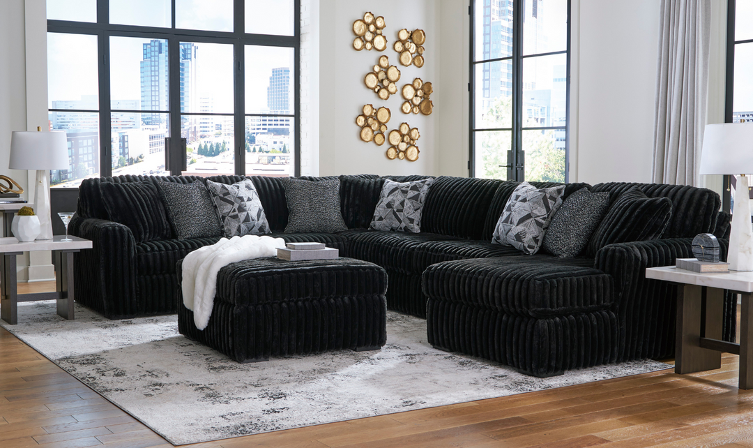 Modern Heritage Midnight-Madness U-Shape 4-Pieces Sectional Sofa with Chaise