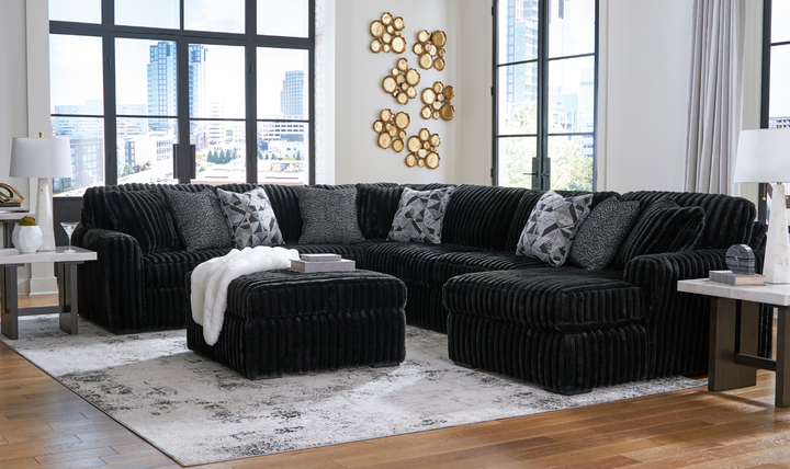 Modern Heritage Midnight-Madness U-Shape 4-Pieces Sectional Sofa with Chaise