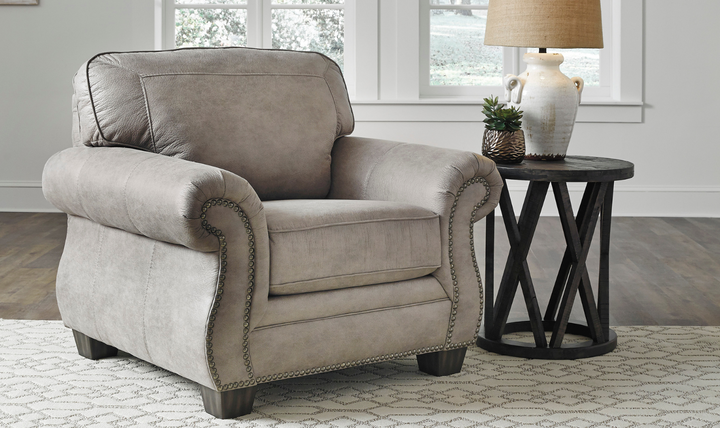 Ashley Olsberg Leather Traditional Living Room Set in Gray-Jennifer Furniture