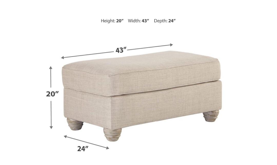 Ashley  Traemore Firmly Cushioned Fabric Ottoman In Linen