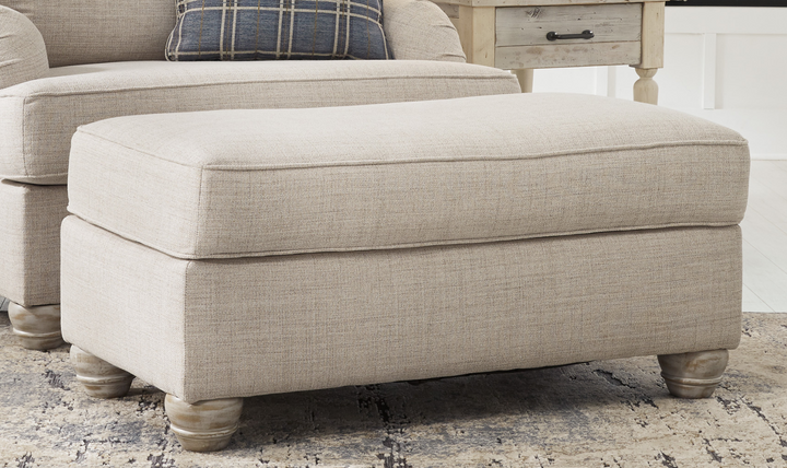 Ashley  Traemore Firmly Cushioned Fabric Ottoman In Linen