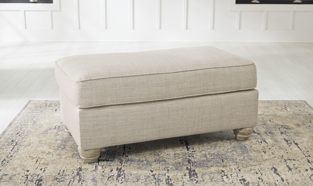 Ashley  Traemore Firmly Cushioned Fabric Ottoman In Linen