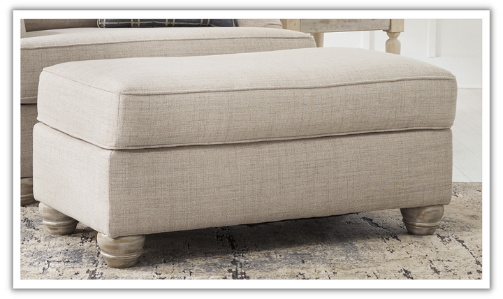 Ashley  Traemore Firmly Cushioned Fabric Ottoman In Linen