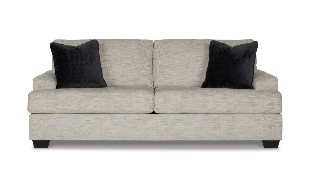 Ashley  Vayda 2-Seater Pebble Fabric Sofa With Fur Accent Pillows-Jennifer Furniture