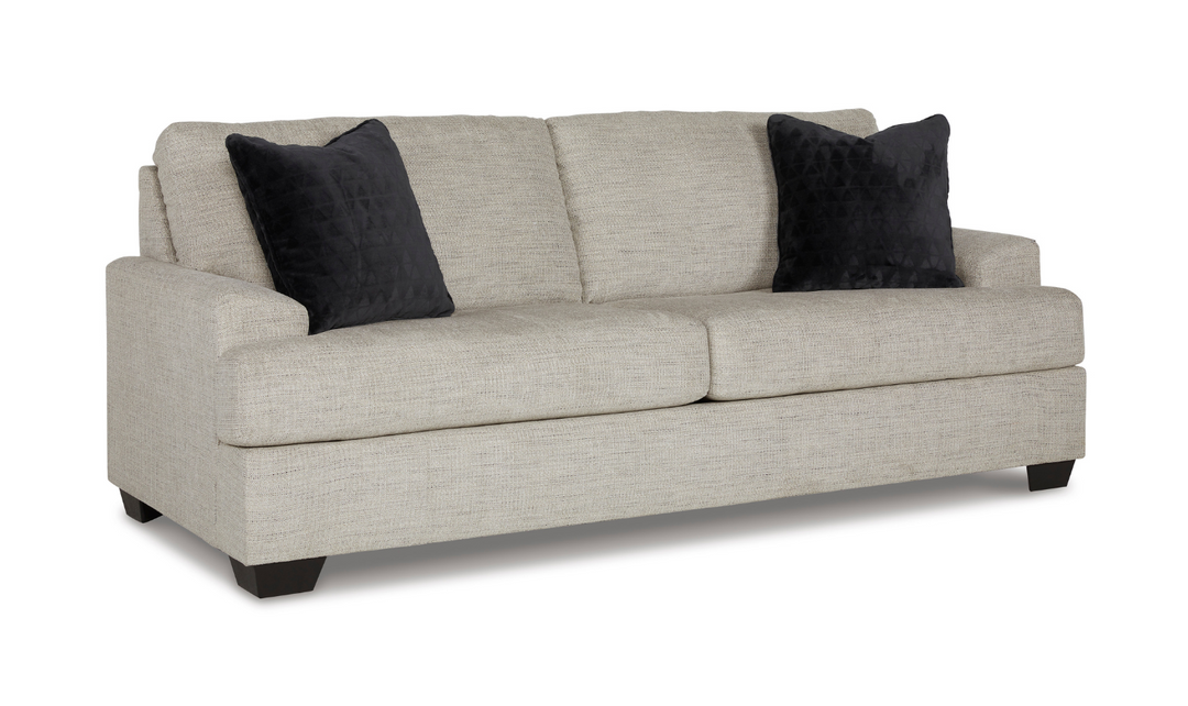 Ashley  Vayda 2-Seater Pebble Fabric Sofa With Fur Accent Pillows-Jennifer Furniture