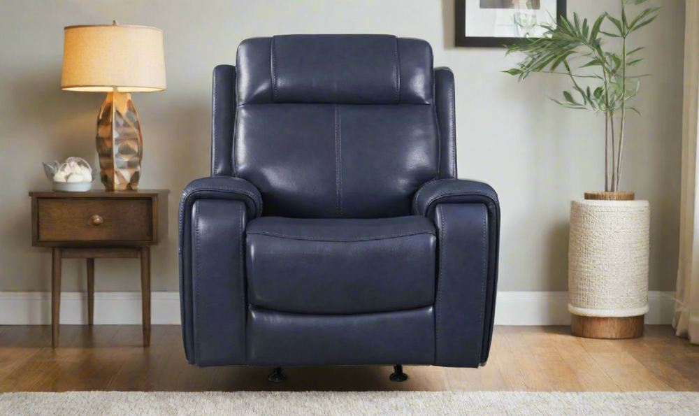 Leather Italia Atlantic Power Reclining Chair in Blue-jennifer furniture