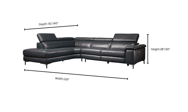 Axel L-Shape Leather Sectional with Recliner