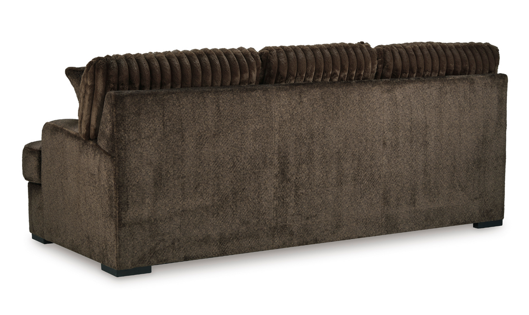 Aylesworth Fabric Sofa With Reversible Cushions In Chocolate Brown- Jennifer Furniture