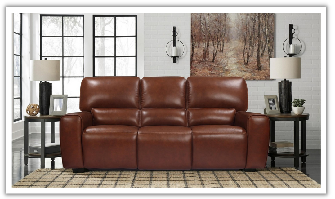 Leather Italia Broadway 3-Seater Brown Leather Power Reclining Sofa-jennifer furniture