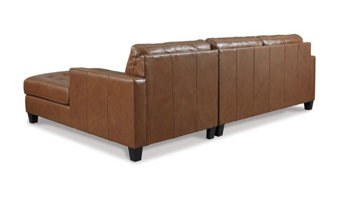 Modern Heritage Baskove Tufted Leather Sectional Sofa In Auburn