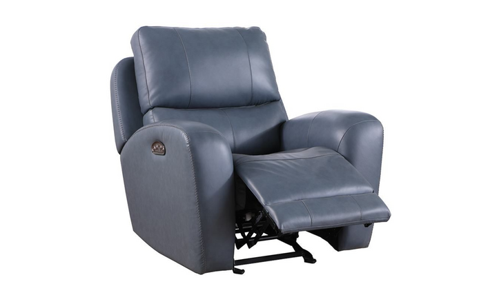 Bel Air Power Blue Leather Glider Recliner with Power Headrest-jennifer furniture