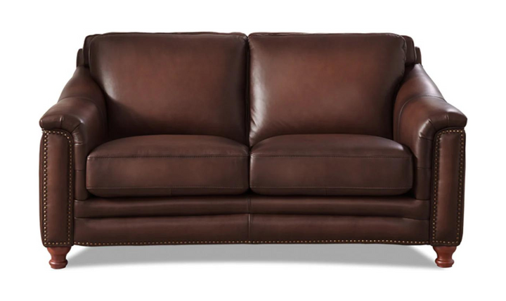 Belfast 2-Seater Leather Loveseat With Nailheads-Jennifer Furniture