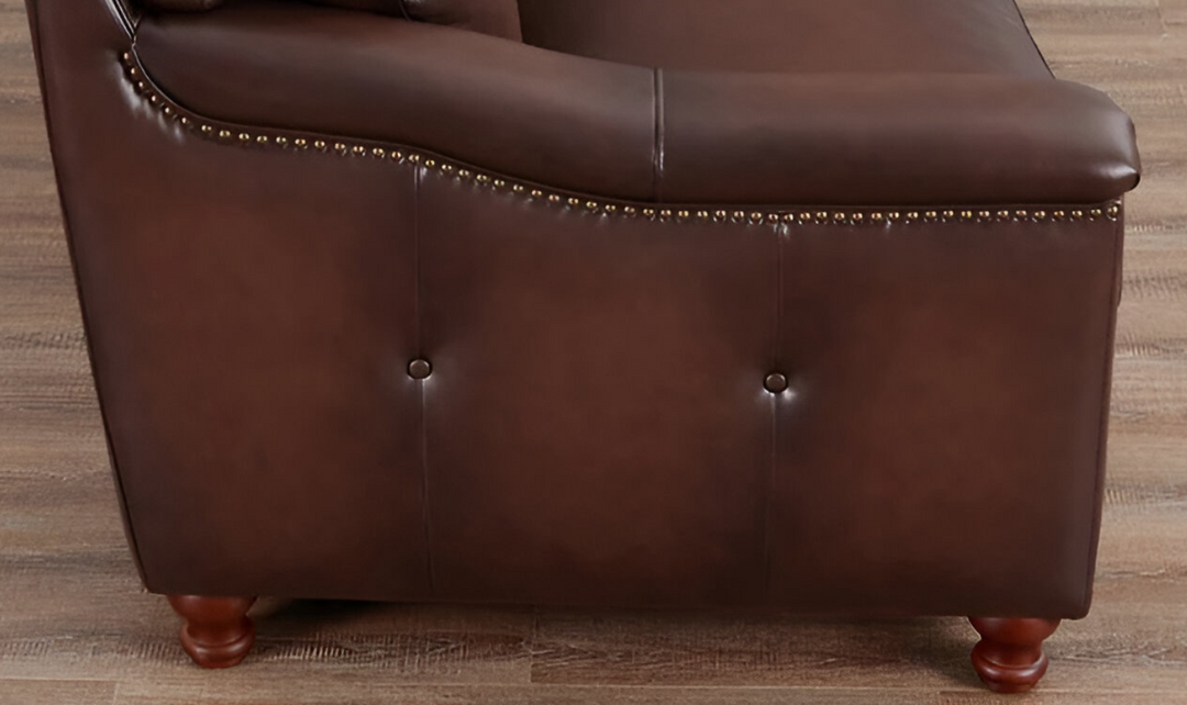 Belfast 3-Seater Leather Sofa With Nailheads-Jennifer Furniture