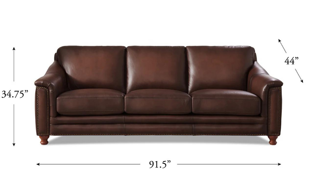 Belfast 3-Seater Leather Sofa With Nailheads-Jennifer Furniture