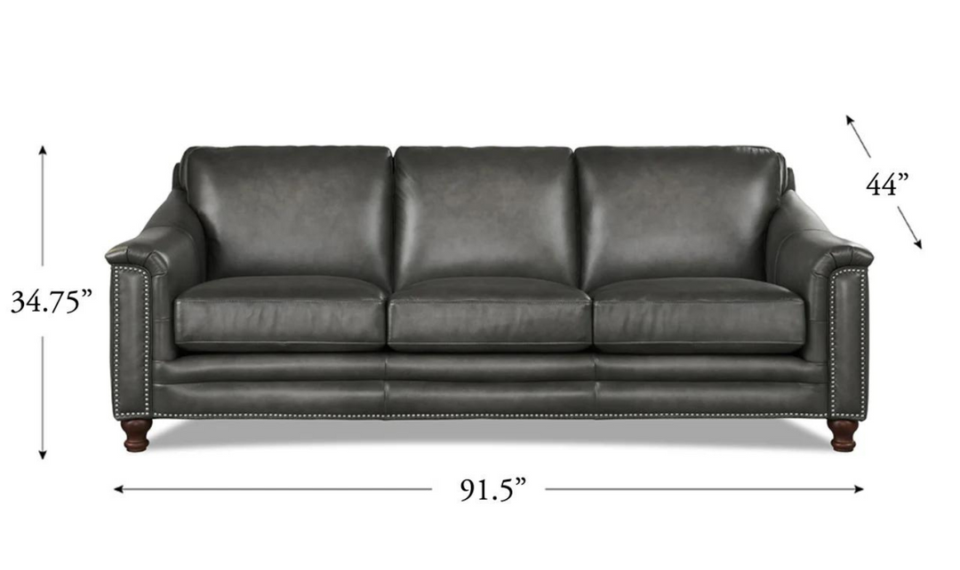 Belfast 3-Seater Leather Sofa With Nailheads-Jennifer Furniture