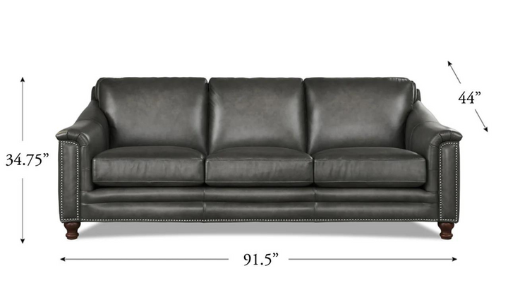 Belfast 3-Seater Leather Sofa With Nailheads-Jennifer Furniture