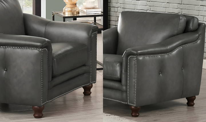 Belfast Leather Chair With Nailheads-Jennifer Furniture