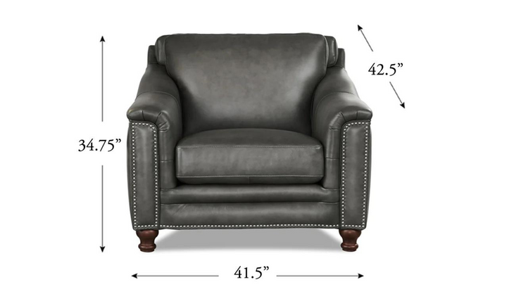 Belfast Leather Chair With Nailheads-Jennifer Furniture