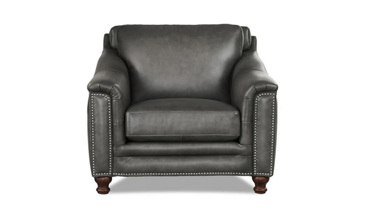 Belfast Leather Chair With Nailheads-Jennifer Furniture