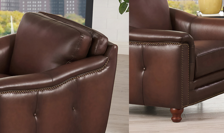 Belfast Leather Chair With Nailheads-Jennifer Furniture