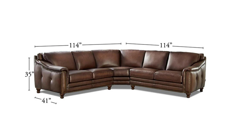 Belfast L-Shape Leather Sectional Sofa in Caramel Brown