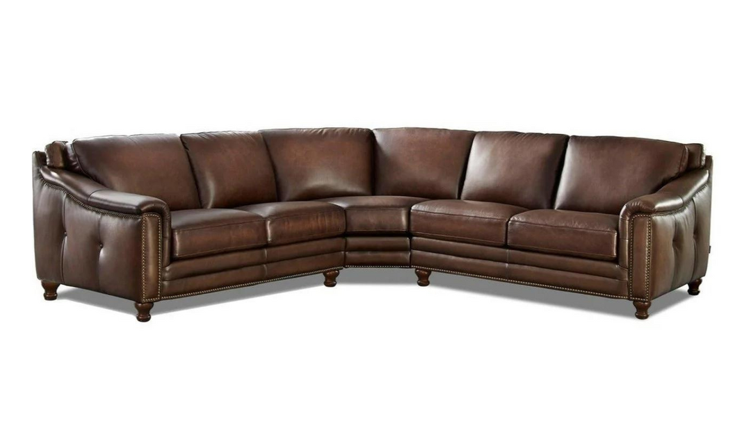 Belfast L-Shape Leather Sectional Sofa in Caramel Brown