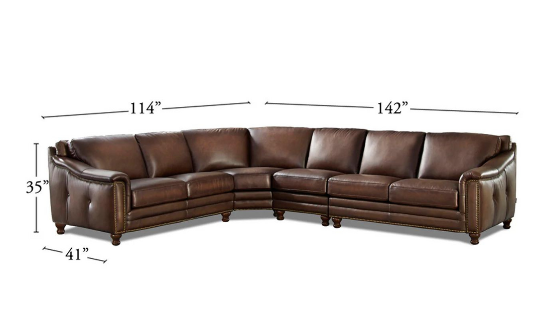 Belfast L-Shape Leather Sectional Sofa in Caramel Brown