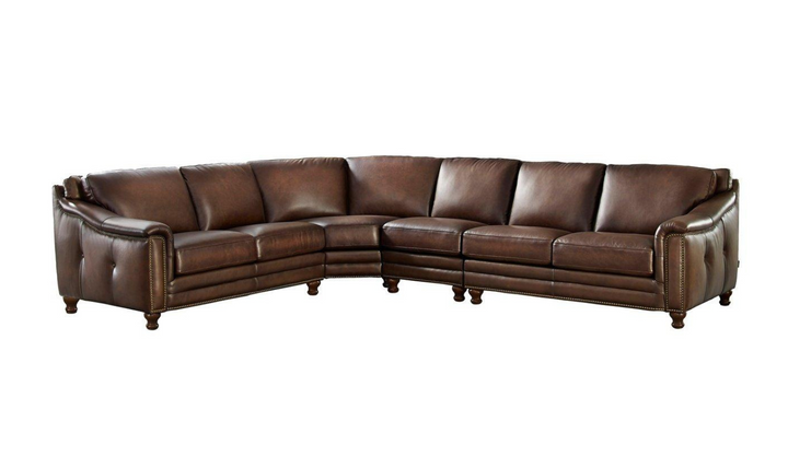 Belfast L-Shape Leather Sectional Sofa in Caramel Brown