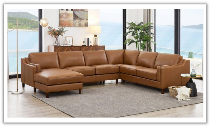 Bella U-Shape Leather Sectional Sofa with Chaise