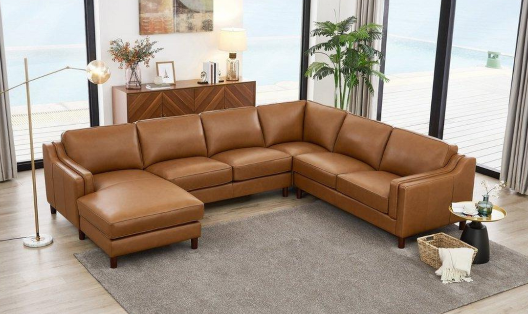 Bella U-Shape Leather Sectional Sofa with Chaise