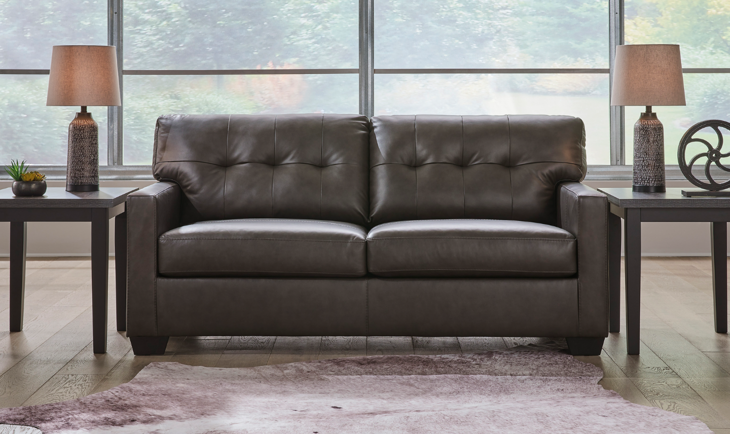 Modern Heritage Belziani 2-Seater Leather Sleeper Sofa (Full Size)