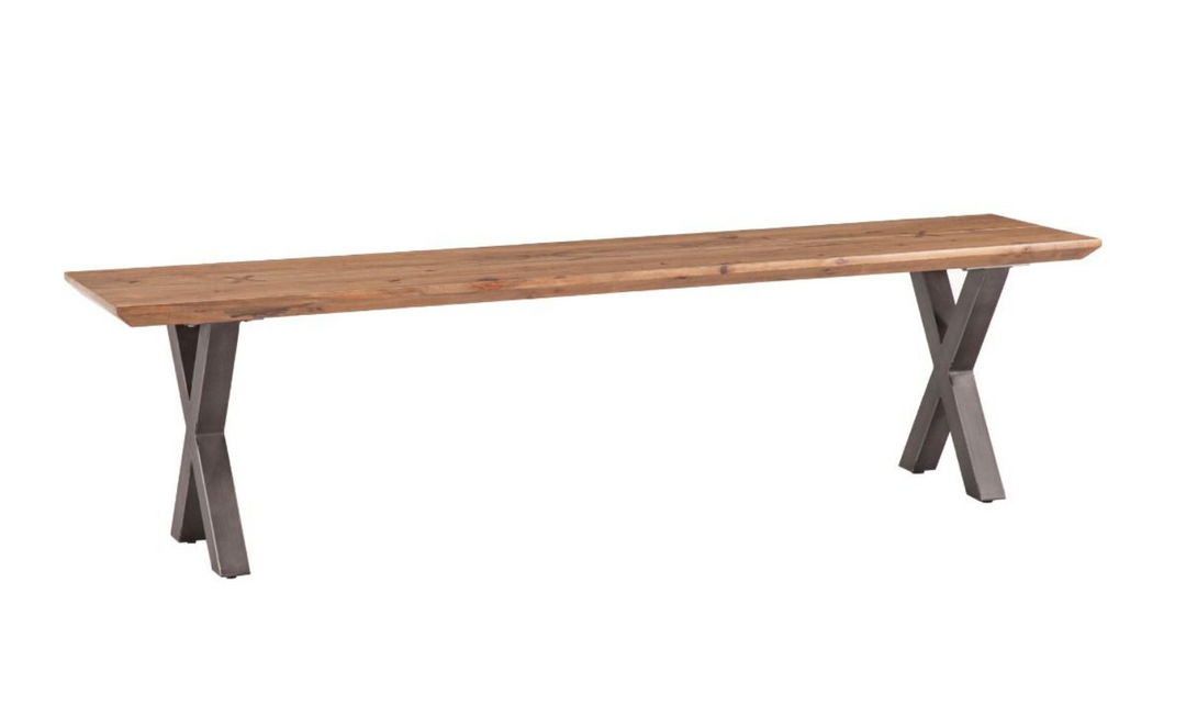 HTD Bern Brown Wooden Rectangle Bench with Smoked Acacia Finish- Jennifer Furniture