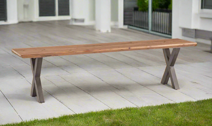 HTD Bern Brown Wooden Rectangle Bench with Smoked Acacia Finish- Jennifer Furniture