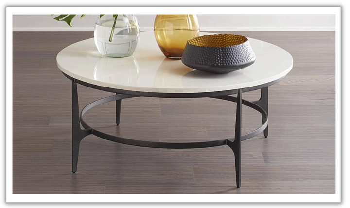  Bernhardt Avondale Round Cocktail Table With Adjustable Glides-Jennifer Furniture