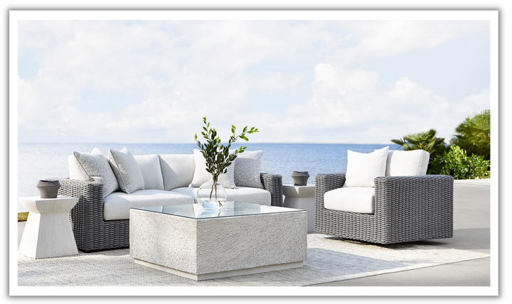 Bernhardt Capri 2-Seater Outdoor Sofa with Track Arms in Gray-Jennifer Furniture