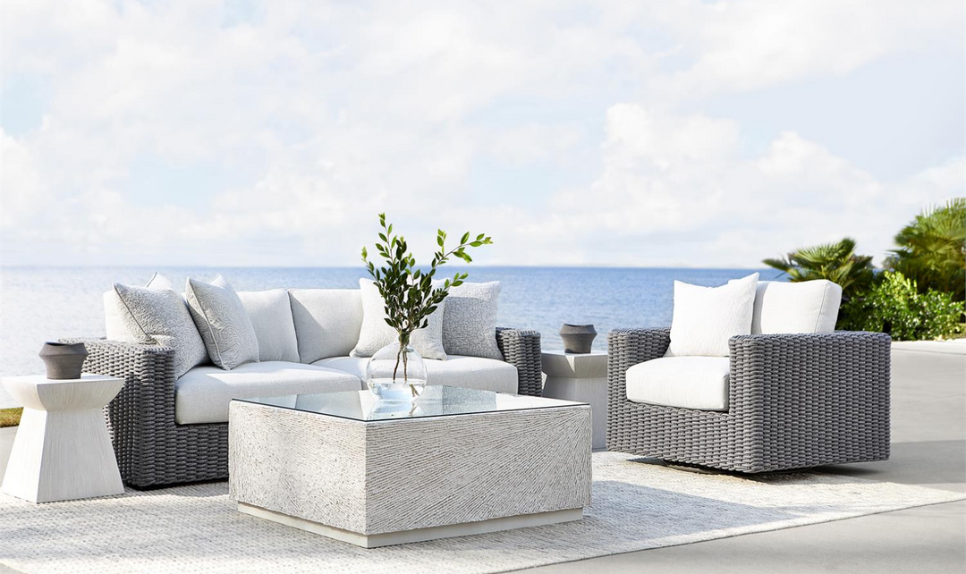 Buy Bernhardt Capri 2 Seater Outdoor Sofa with Track Arms in Gray Online Jennifer Furniture