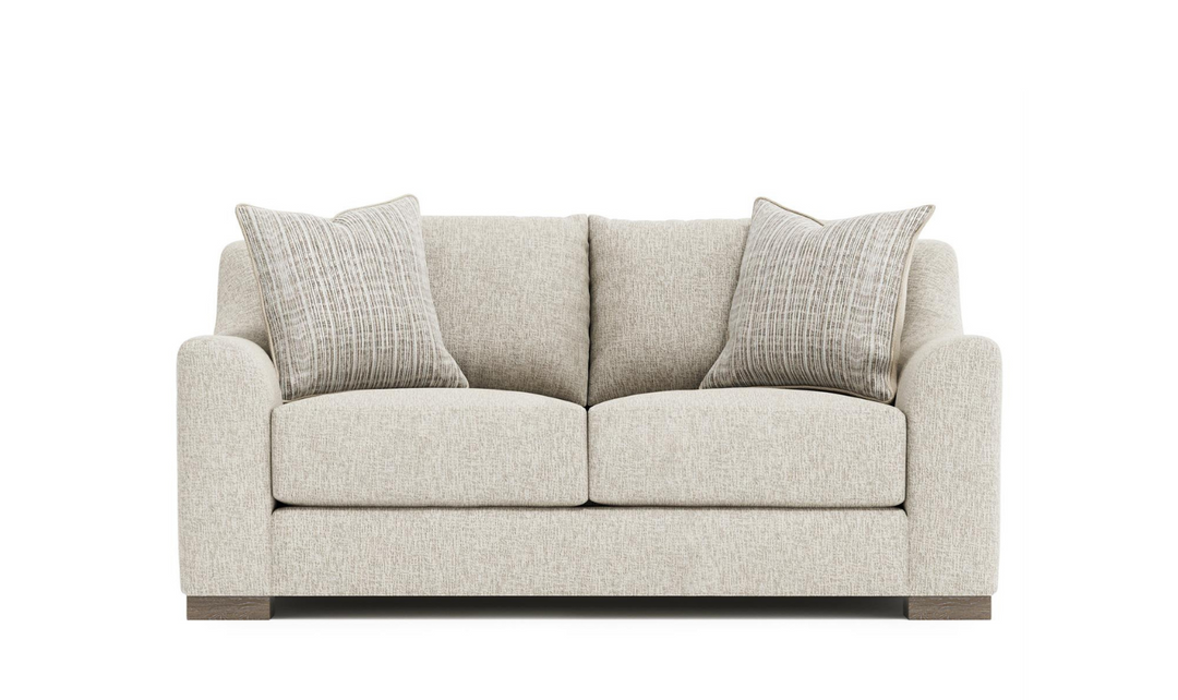 Bernhardt Gabi 2-seater Fabric Beige Loveseat with Plush Feather Down Cushions