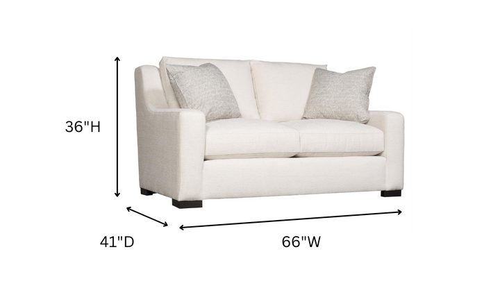 Bernhardt Germain 2-seater Fabric Cream Loveseat with 2 Pillows