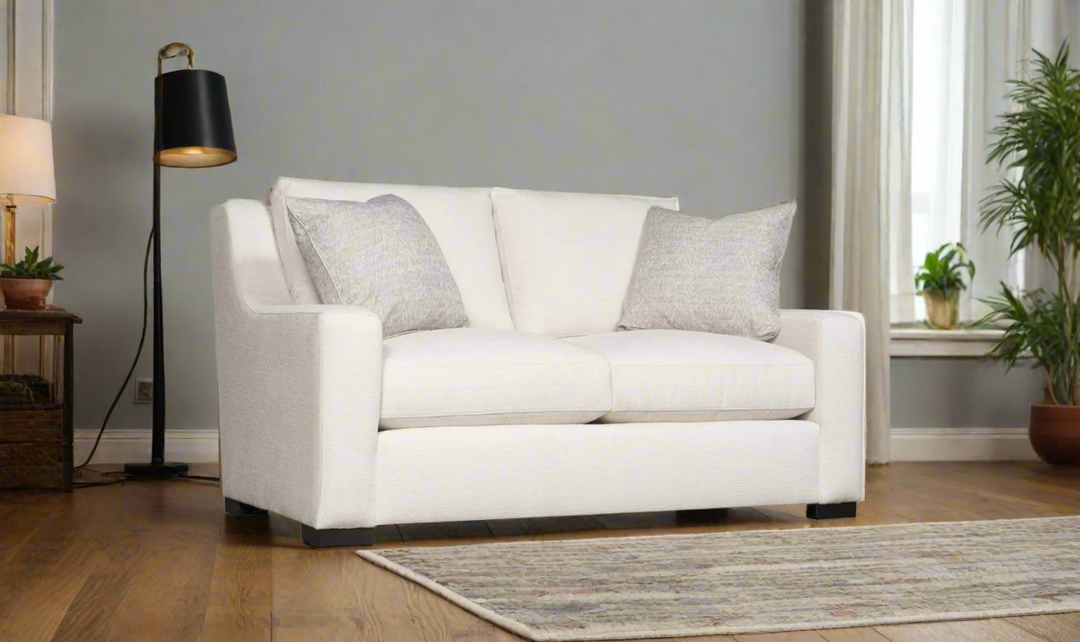 Bernhardt Germain 2-seater Fabric Cream Loveseat with 2 Pillows