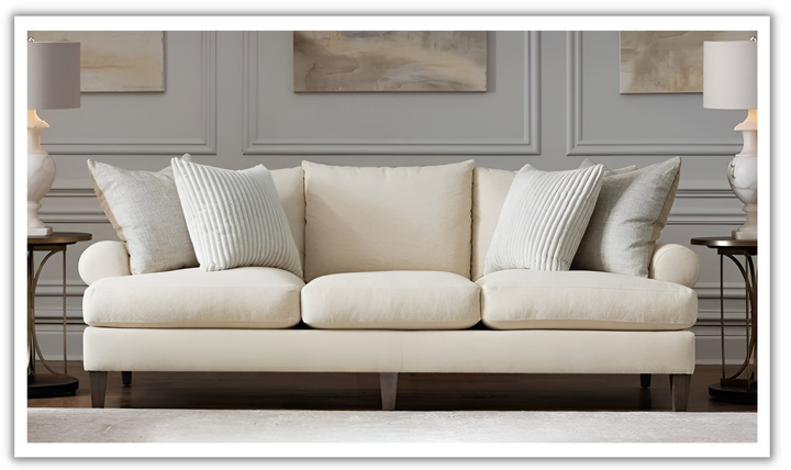 Bernhardt Isabella 3-Seater Fabric Sofa in Cream-Jennifer Furniture