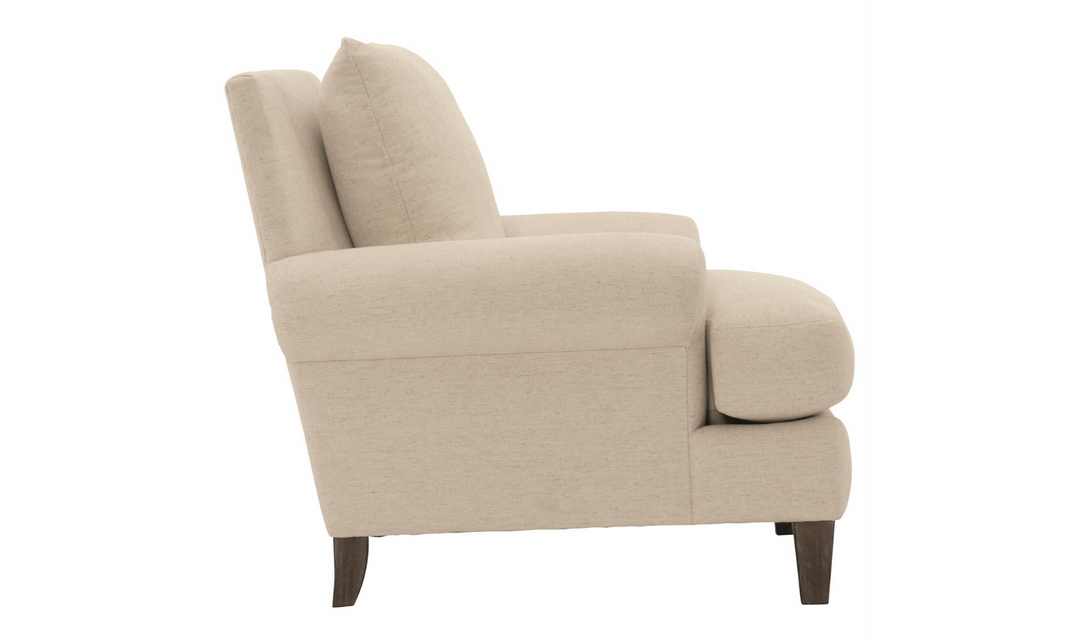 Bernhardt Isabella Fabric Chair with Rolled Arms and Wood Legs-Jennifer Furniture