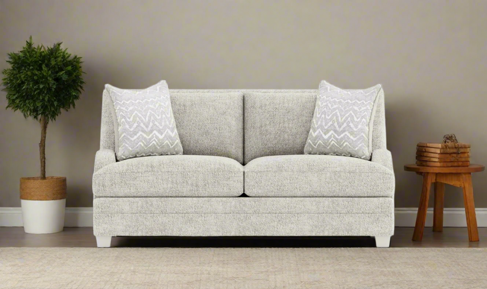 Bernhardt Rollins Light Gray Fabric Loveseat with 2 Accent Pillows