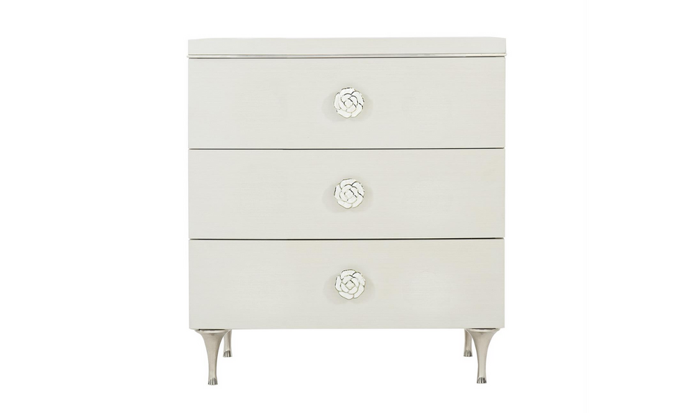 Bernhardt Silhouette 3 Drawers Nightstand In Eggshell-Jennifer Furniture