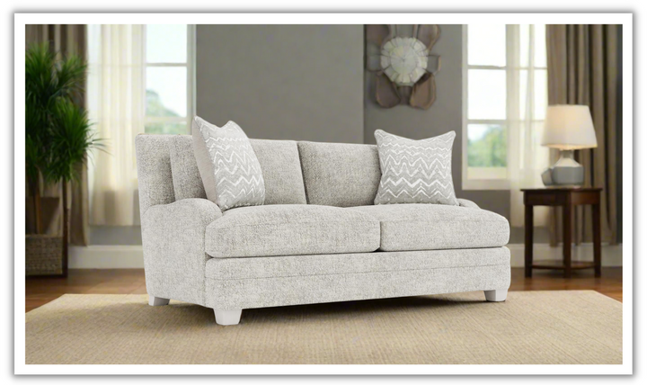 Bernhardt Rollins Light Gray Fabric Loveseat with 2 Accent Pillows