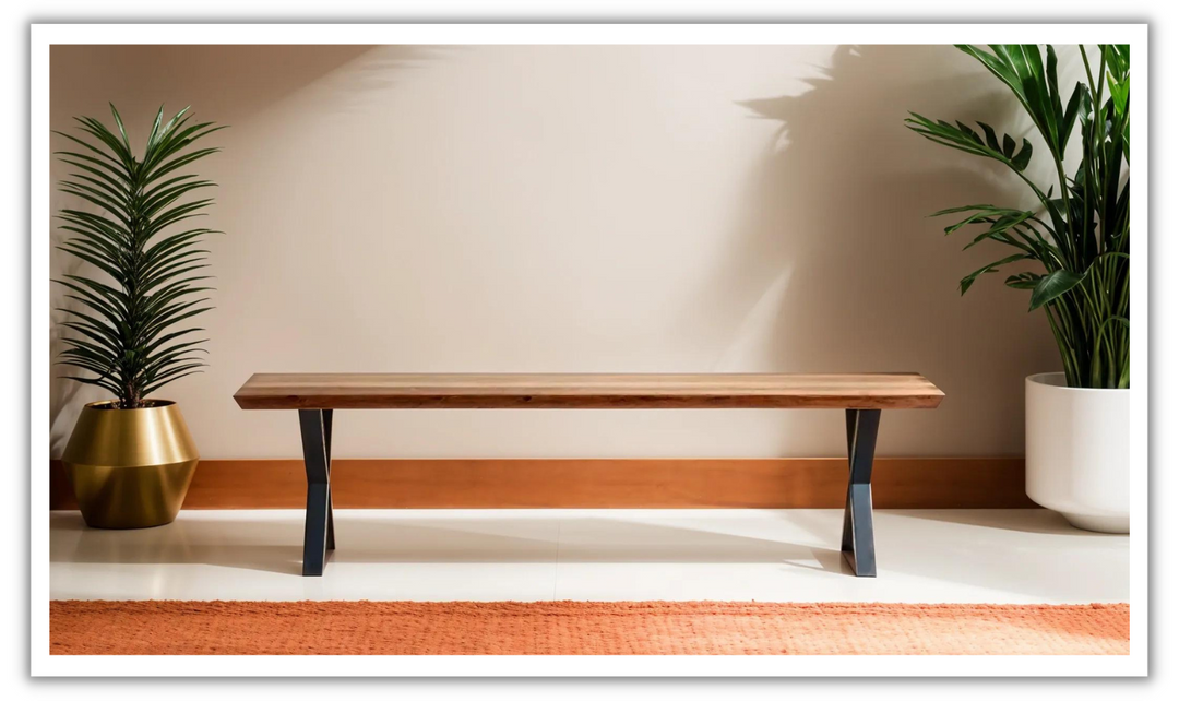 HTD Bern Brown Wooden Rectangle Bench with Smoked Acacia Finish- Jennifer Furniture