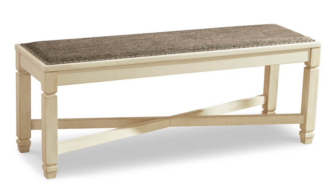 Modern Heritage Bolanburg Upholstered Large Dining Bench in White