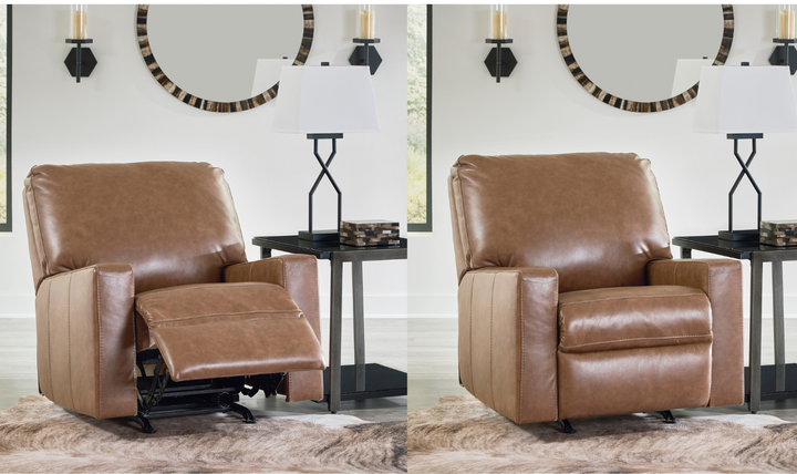 Modern Heritage Bolsena Rocking Leather Recliner In Caramel