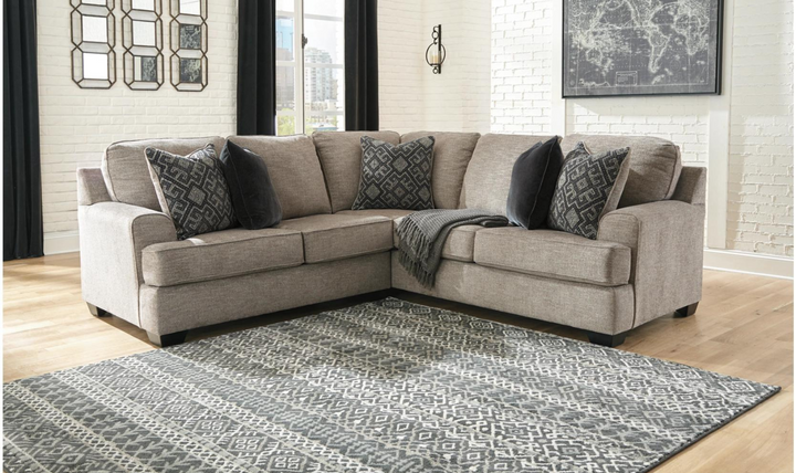 Bovarian Fabric Sectional With Soft Pillow In Stone