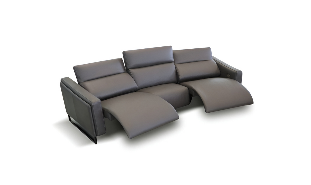 Bracci Athos 3-Pieces Leather Sectional Sofa in Dark Gray- jennifer furniture